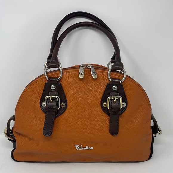 Valentina Bags Valentina Made In Italy Pebbled Leather Twotone